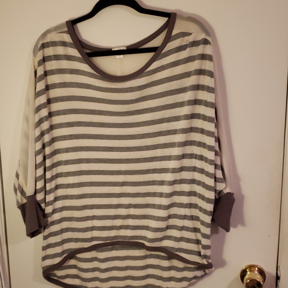 3/4 sleeve striped tee